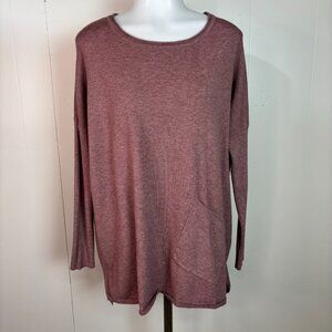 Altar'd State Sweater S/M Mauve Asymmetrical Pocket Tunic Long Sleeve Pullover